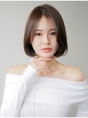 丸みボブ/暗髪透明感/ワンホン/切りっぱなし