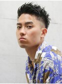 橋本嶺アップバングフェザーパーマメンズパーマサイドバック