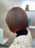 切りっぱなしボブ◎ピンク裾カラー