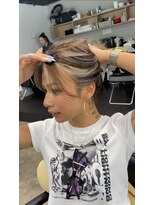 エガオ 藤沢店(EGAO)&nbsp;20代30代太めハイライトカラーかきあげレイヤーカットブリーチ