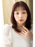 □チェリーレッド小顔前下がりレイヤーロング401-4川口30代40代