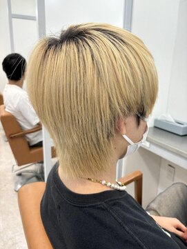 ロミー 本厚木(ROMMY.) 本厚木☆メンズカット☆ブリーチデザイン韓国ウルフヘアショート