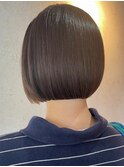 ボブ ミルクティーベージュ 艶髪 髪質改善カラー ショート
