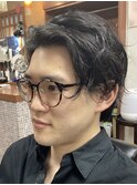 サイドパートツーブロックスタイル(センターパート)新大塚