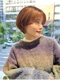 小顔効果◎前下がりボブ／オレンジベージュボブ