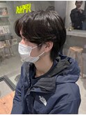 マッシュショート センターパート 爽やか ダークカラー 艶感