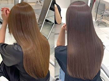 アールプラスヘアサロン(ar+ hair salon)の写真/【コスメ縮毛矯正】でダメージレスに自然なストレートへ。デジパと合わせたストカールで毛先ワンカールも◎