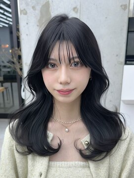 ビューブルー 亀戸錦糸町(VIEW BLUE) 美髪カールブルーブラック韓国レイヤーロングセミディ顔周り前髪