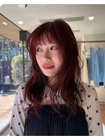 ブリーチなしピンクレッドブラウンカラー