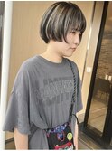 #ボブ#デザインカラー#ハイトーンカラー#ぱっつん前髪