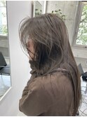 韓国顔まわりレイヤーカットグレージュオリーブベージュブラウン