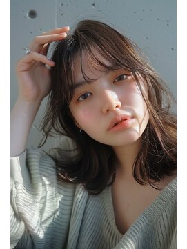 ラナ 新宿(lana) ミディアム/ブラウン/シースルーバング/【lana hair新宿】