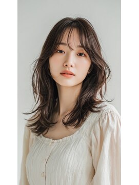 ノイエ 原宿 北参道(NoIE) ミディアムレイヤーナチュラルブラウン顔周りカット