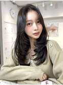 C235透明感チョコブラウン髪質改善トリートメント韓国レイヤー