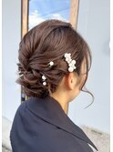 『お呼ばれヘア×ボブヘアアレンジシニヨンヘア』