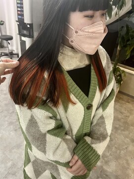 アットラップレーヴ(attrape-reve) 20代30代大人可愛いオレンジブラウン毛先デザインカラー