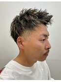 メッシュキャップハイライト/アップバング/ツーブロック/束感