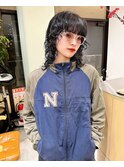 ミディアムウルフパーマ黒髪パーマスパイラルパーマ