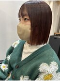 ぷちゅん/ぱっつんボブ/切りっぱなしボブ/オレンジブラウン