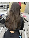 韓国顔まわりレイヤーカットグレージュオリーブベージュブラウン