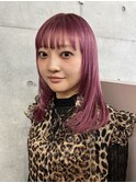 ファンシーピンク×小顔レイヤーカット/西葛西ハイトーン/西葛西