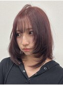 骨格に合わせたウルフカット×ピンクラベンダー