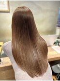 ナチュラルキャメルカラー艶髪11レベルカラー髪質改善
