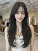 ケシキ 表参道 原宿(kesiki.)&nbsp;ミディアムレイヤー顔周りカットハッシュカットワンホンレイヤー