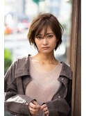 大人かわいい☆小顔前下がりレイヤーボブ×ハイライトグレージュ