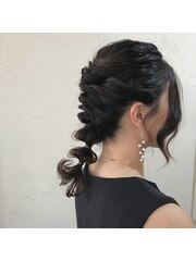 編みおろし結婚式二次会入学式卒業式ドレスヘアヘアセット