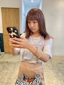 ヘアーブレイス(hair brace) ブリーチ一回ピンクベージュ　stylist聖斗