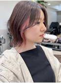 イヤリングカラーくびれボブインナーカラー20代