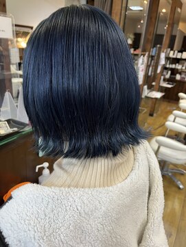 ジャストヘア ラポール 北久里浜店(just hair RAPPOR) 【佐々木 美香子】ダブルカラーネイビーブルー髪質改善 北久里浜