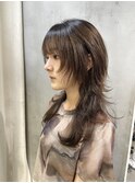 ○ロングウルフレイヤーカットクラゲウルフヘア中性ウルフ○