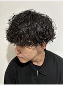 波巻きパーママッシュメンズカットツーブロックパーマ
