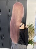 ブリーチハイトーンホワイトピンクベージュ艶髪ロング