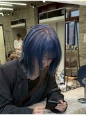 ブルーカラーネイビーカラーブルージュカラーダブルカラーボブ