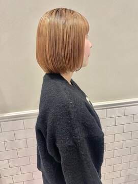 フェンヘアーアイス 中目黒(Fen.hair ici) 大人可愛いオレンジベージュダブルカラーボブ透明感小顔