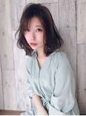 デザインカラー/シルキーベージュ/グレージュカラー/斜めバング