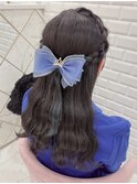 編み込みハーフアップ×推し色リボン＊まゆ