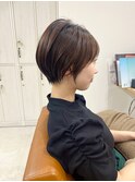 魅力倍増カールセミディシアーカラーダークアッシュショートヘア