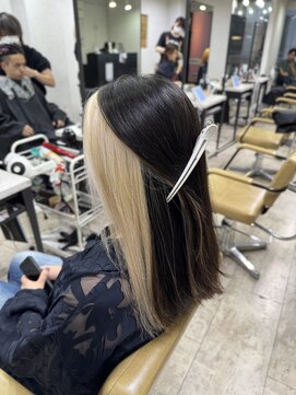 アジールヘア 所沢プロペ通り店(agir hair) ホワイトカラーインナーカラーくびれヘア夏ケアブリーチ所沢韓国