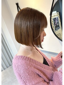 カナモロカ(CANAMO ROCA) ボブ／切りっぱなし/オレンジブラウン/髪質改善/酸性ストレート