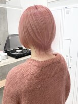 ダブルトーキョー シブヤ(W-TOKYO SHIBUYA)&nbsp;ショートウルフカットハイトーンブリーチホワイトピンクカラー