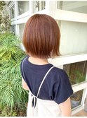 オレンジ×切りっぱなしボブ20代30代40代50代