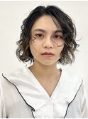 外国人風ソバージュボブ