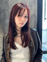 ブロック ジャポン(bloc japon)&nbsp;フェイスレイヤー ボルドーカラー ワインレッド ロングレイヤー