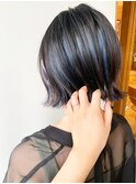 【morio原宿】インナーカラー ブルー ボブ
