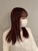 フルバングレッドブラウン似合わせカットカルマパーマ