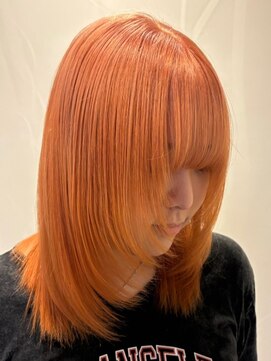 ベレーザ 渋谷(BELEZA) 10302秋色オレンジベージュ耳かけボブウルフレイヤーロング